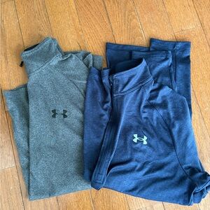 BUNDLE (2) Under Armour Gray and Blue Quarter-Zip Pullovers